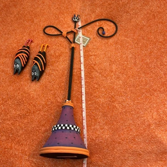 Patience Brewster Mackenzie-Childs Bart, Beatrice Halloween Bat Ornament & Stand